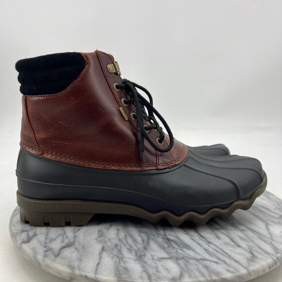Sperry Mens 8.5 Duck Boots Leather Top-Sider Avenue Lace Up Waterproof Outdoor - Picture 2 of 13